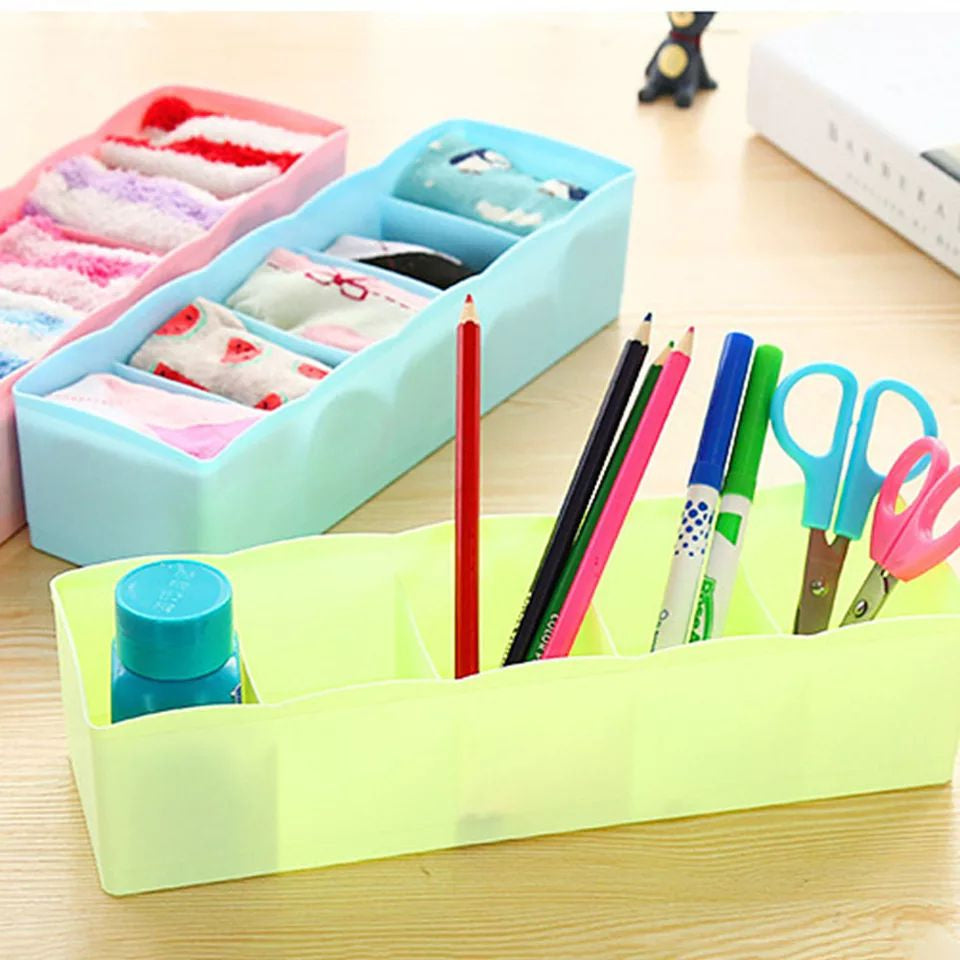 Pack of four 5 Grid Multipurpose Divider Storage Box | Random Colors