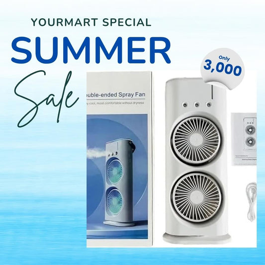 Mini Double Head Mist Fan with LED Light & Humidifier | Portable USB Air Cooler for Home Office Travel