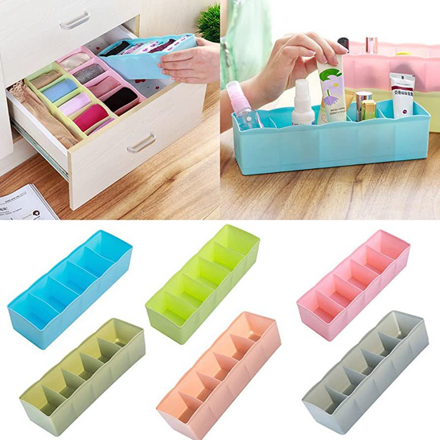 Pack of four 5 Grid Multipurpose Divider Storage Box | Random Colors
