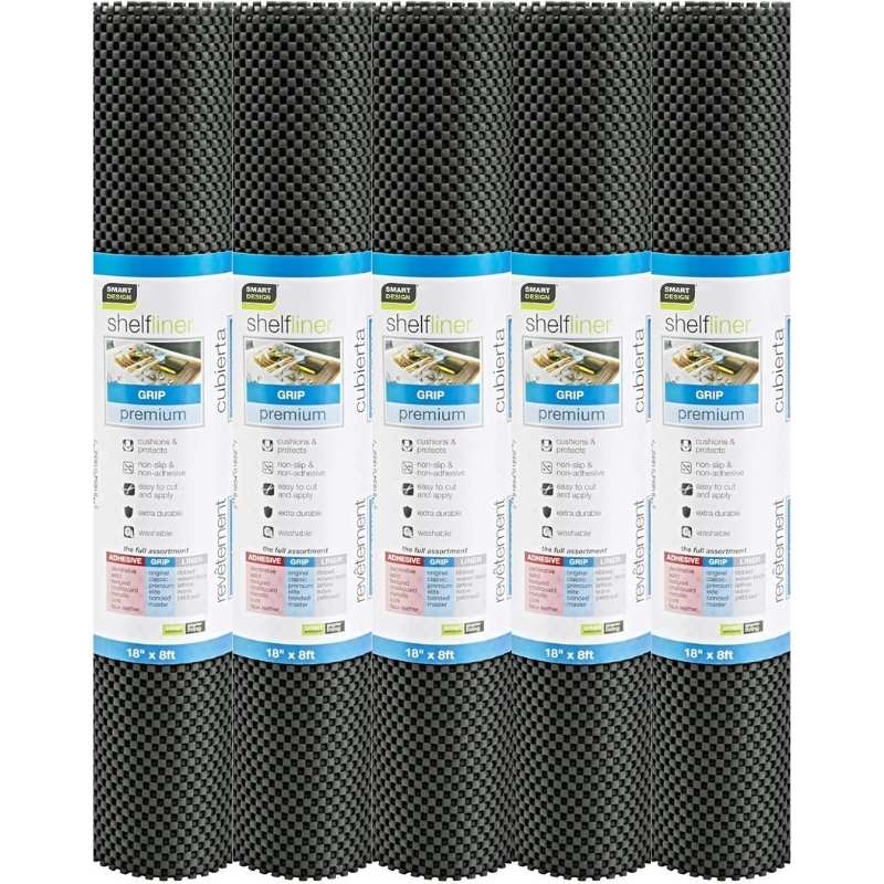 Anti-Slip Fridge & Shelf Mat | Waterproof Washable Liner for Kitchen Drawers Cabinets | Black